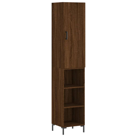 Hoge kast 34,5x34x180 cm bewerkt hout bruin eikenkleur - AllerleiShop