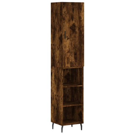 Hoge kast 34,5x34x180 cm bewerkt hout gerookt eikenkleurig - AllerleiShop