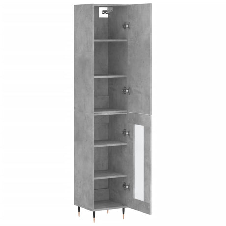 Hoge kast 34,5x34x180 cm bewerkt hout betongrijs - AllerleiShop