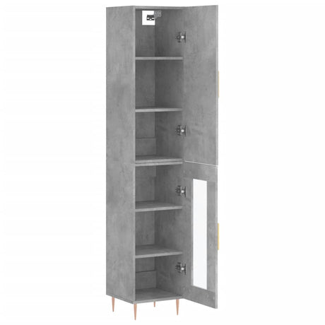 Hoge kast 34,5x34x180 cm bewerkt hout betongrijs - AllerleiShop