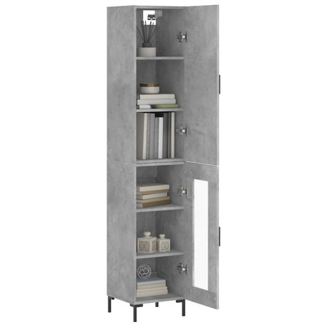 Hoge kast 34,5x34x180 cm bewerkt hout betongrijs - AllerleiShop