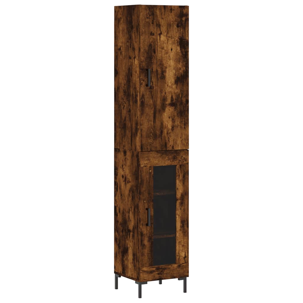 Hoge kast 34,5x34x180 cm bewerkt hout gerookt eikenkleurig - AllerleiShop