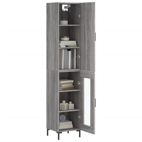 Hoge kast 34,5x34x180 cm bewerkt hout grijs sonoma eikenkleurig - AllerleiShop