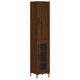 Hoge kast 34,5x34x180 cm bewerkt hout bruin eikenkleur - AllerleiShop