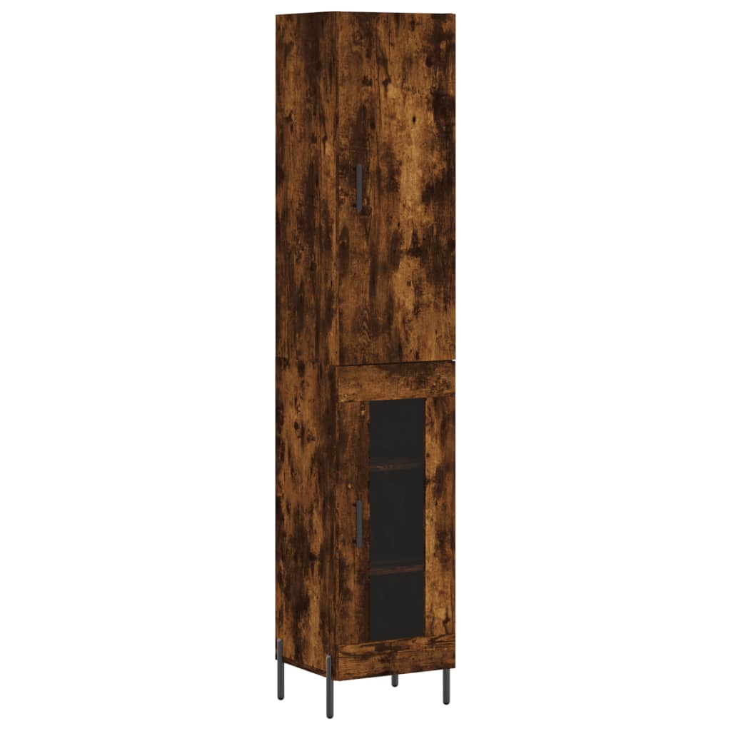 Hoge kast 34,5x34x180 cm bewerkt hout gerookt eikenkleurig - AllerleiShop