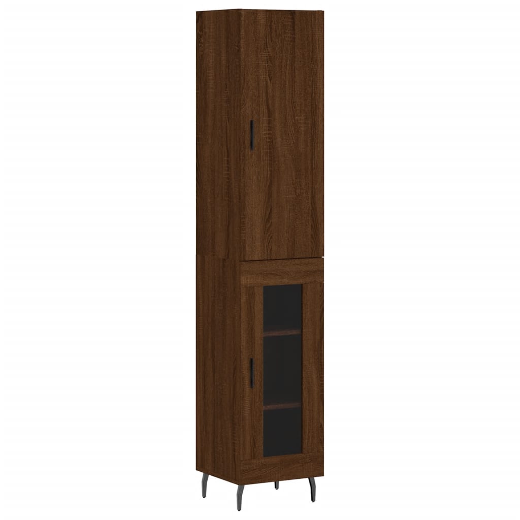 Hoge kast 34,5x34x180 cm bewerkt hout bruin eikenkleur - AllerleiShop