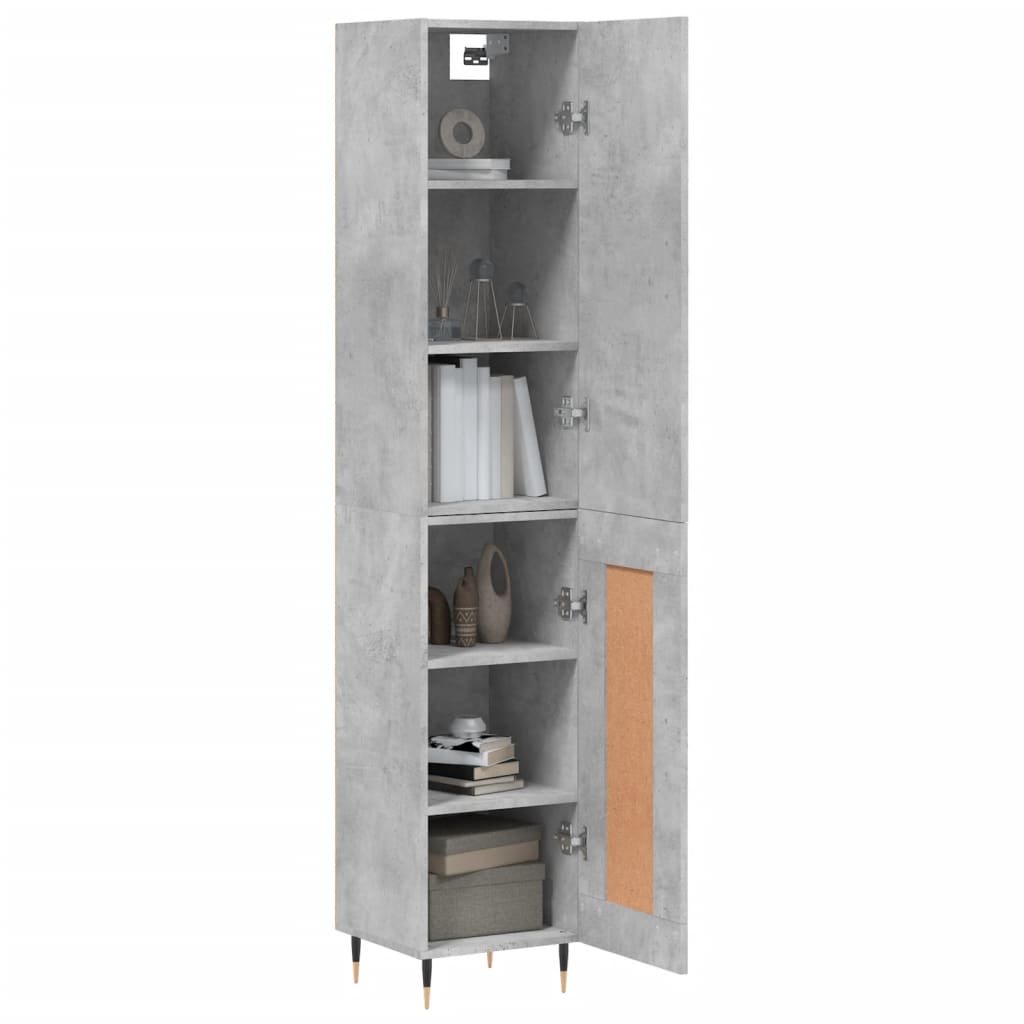 Hoge kast 34,5x34x180 cm bewerkt hout betongrijs - AllerleiShop