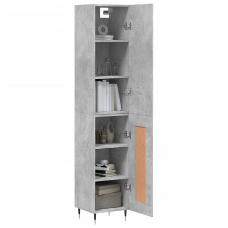 Hoge kast 34,5x34x180 cm bewerkt hout betongrijs - AllerleiShop