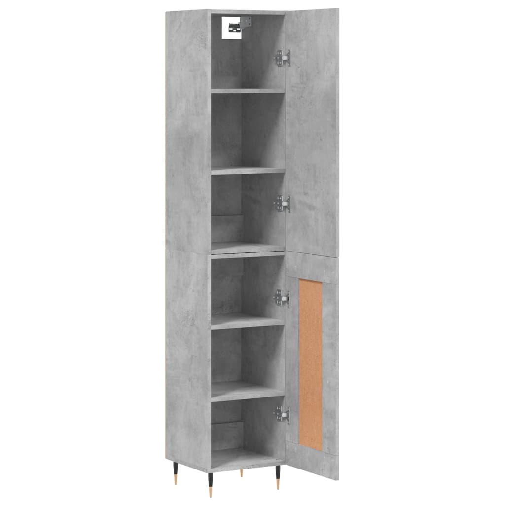 Hoge kast 34,5x34x180 cm bewerkt hout betongrijs - AllerleiShop