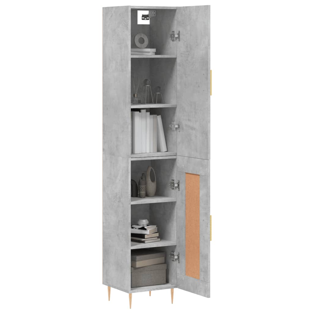 Hoge kast 34,5x34x180 cm bewerkt hout betongrijs - AllerleiShop