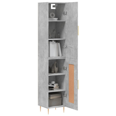 Hoge kast 34,5x34x180 cm bewerkt hout betongrijs - AllerleiShop