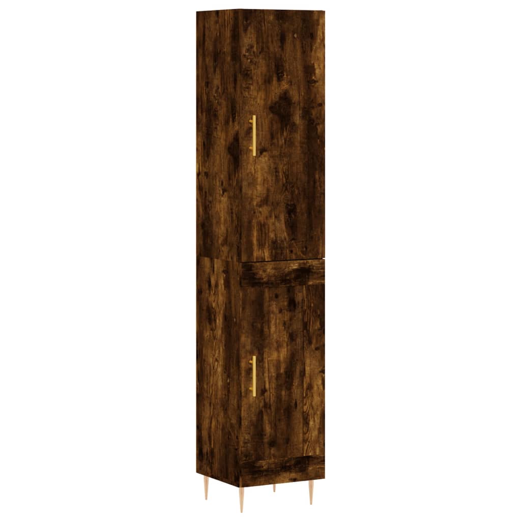 Hoge kast 34,5x34x180 cm bewerkt hout gerookt eikenkleurig - AllerleiShop