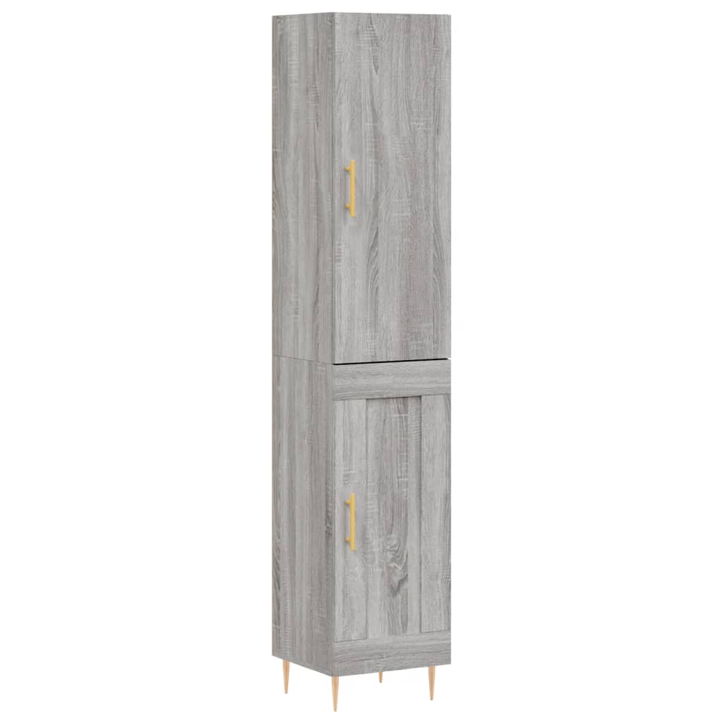 Hoge kast 34,5x34x180 cm bewerkt hout grijs sonoma eikenkleurig - AllerleiShop