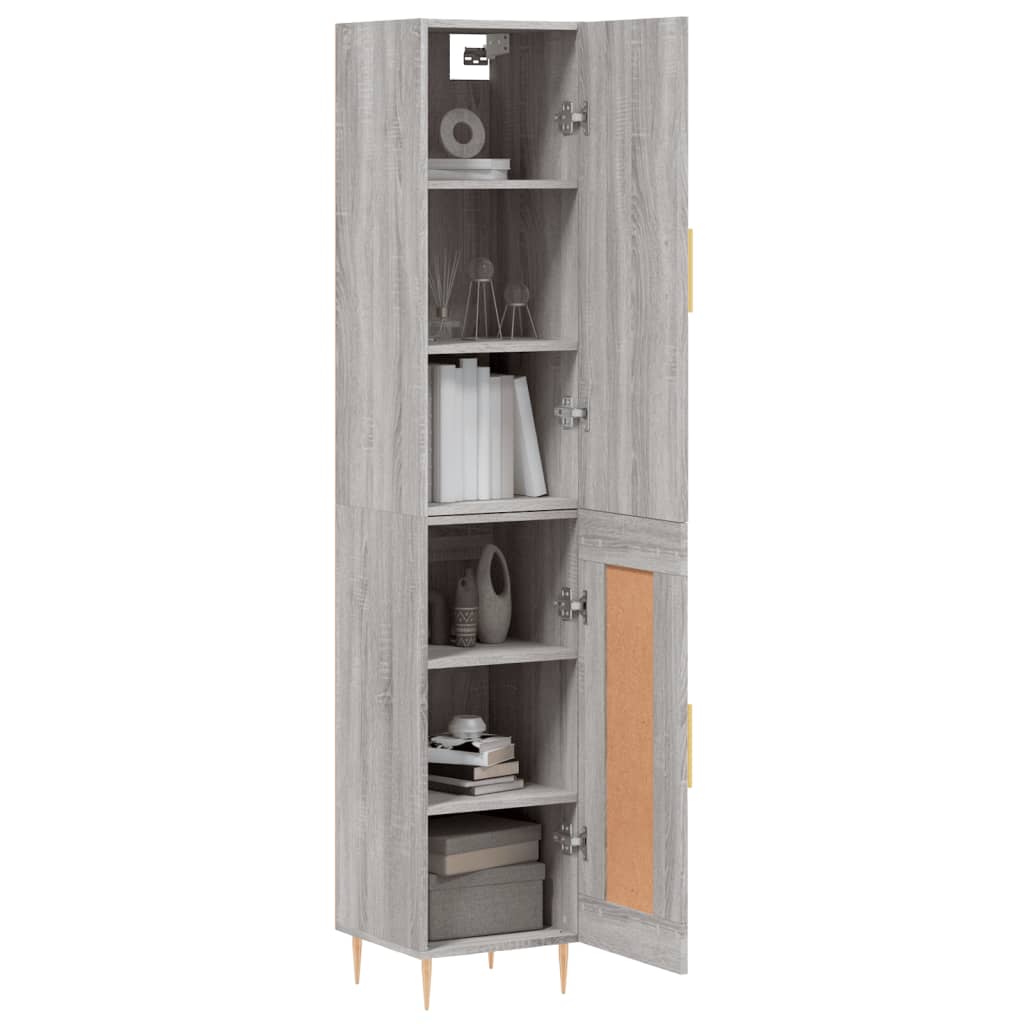 Hoge kast 34,5x34x180 cm bewerkt hout grijs sonoma eikenkleurig - AllerleiShop