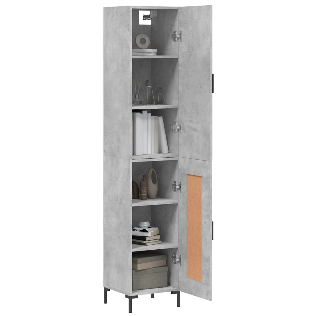 Hoge kast 34,5x34x180 cm bewerkt hout betongrijs - AllerleiShop