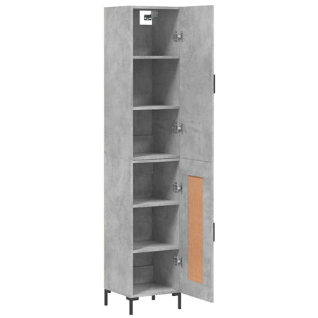 Hoge kast 34,5x34x180 cm bewerkt hout betongrijs - AllerleiShop