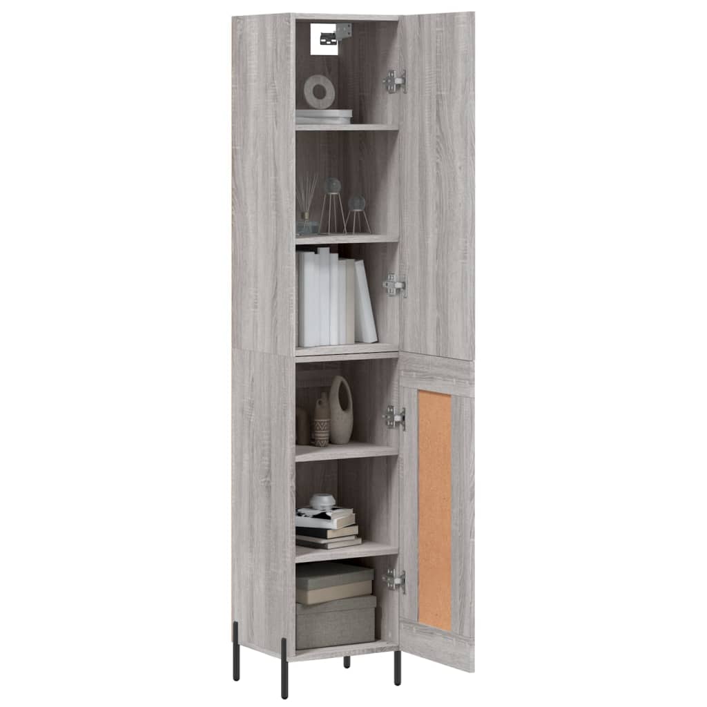 Hoge kast 34,5x34x180 cm bewerkt hout grijs sonoma eikenkleurig - AllerleiShop