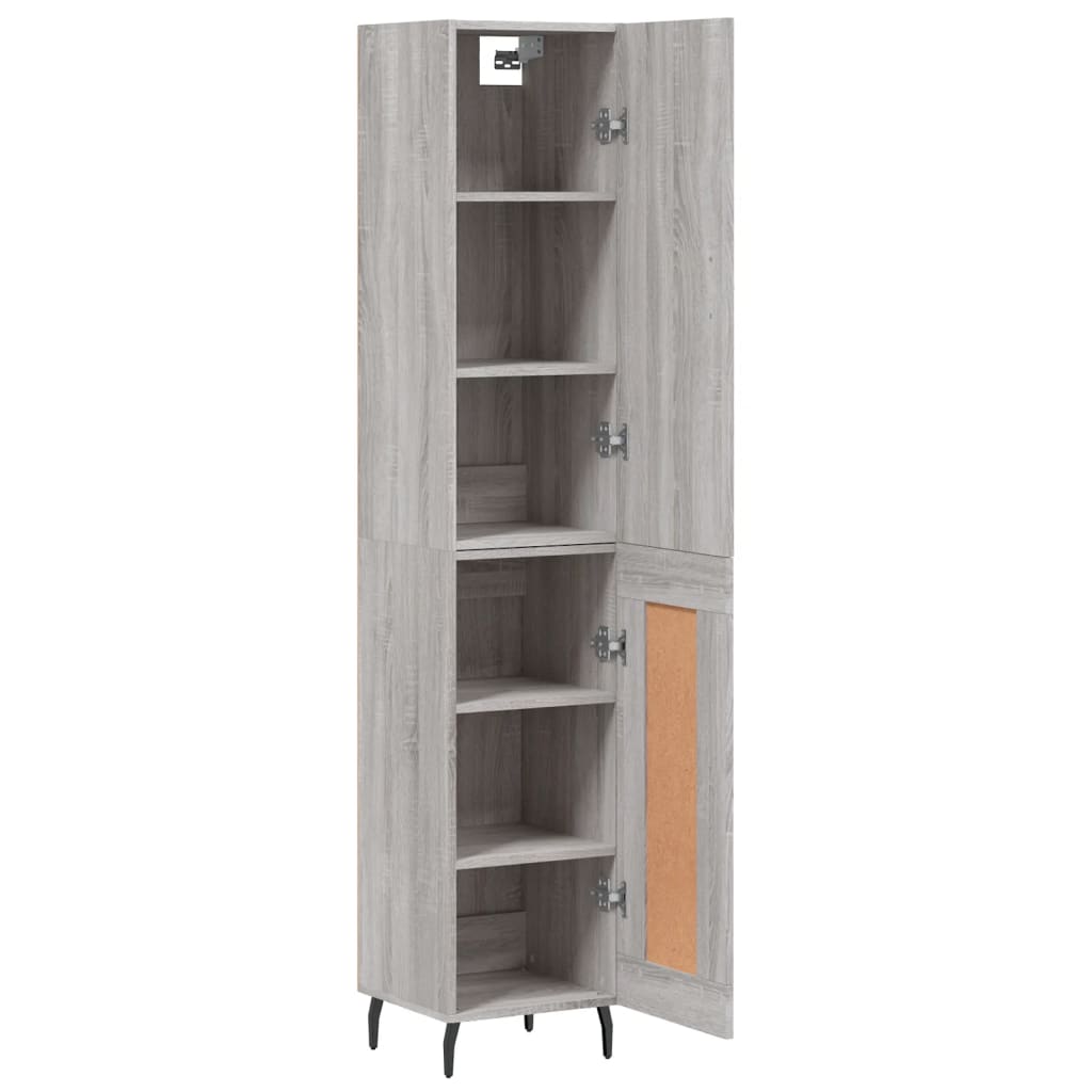 Hoge kast 34,5x34x180 cm bewerkt hout grijs sonoma eikenkleurig - AllerleiShop