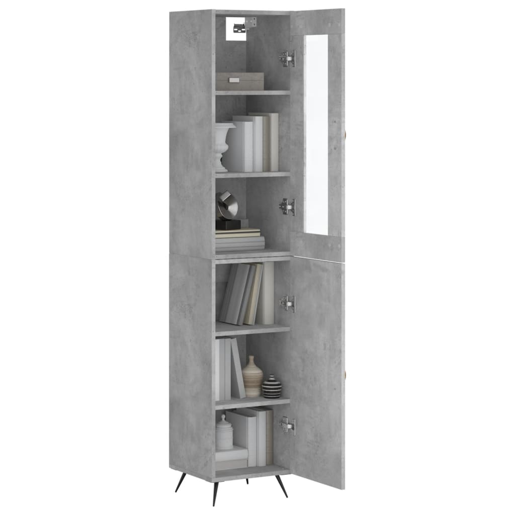 Hoge kast 34,5x34x180 cm bewerkt hout betongrijs - AllerleiShop