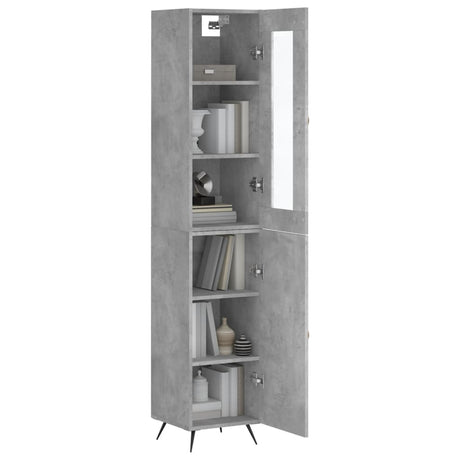 Hoge kast 34,5x34x180 cm bewerkt hout betongrijs - AllerleiShop