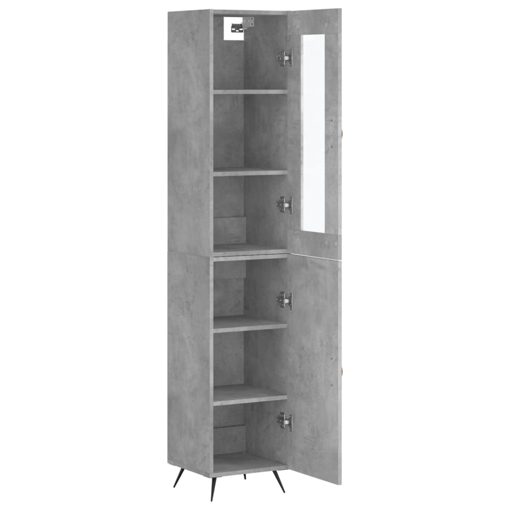 Hoge kast 34,5x34x180 cm bewerkt hout betongrijs - AllerleiShop