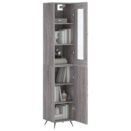 Hoge kast 34,5x34x180 cm bewerkt hout grijs sonoma eikenkleurig - AllerleiShop