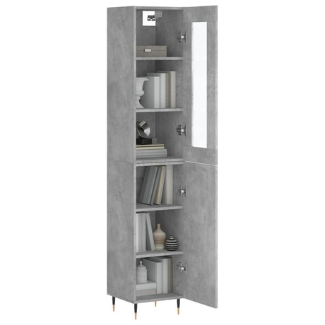 Hoge kast 34,5x34x180 cm bewerkt hout betongrijs - AllerleiShop