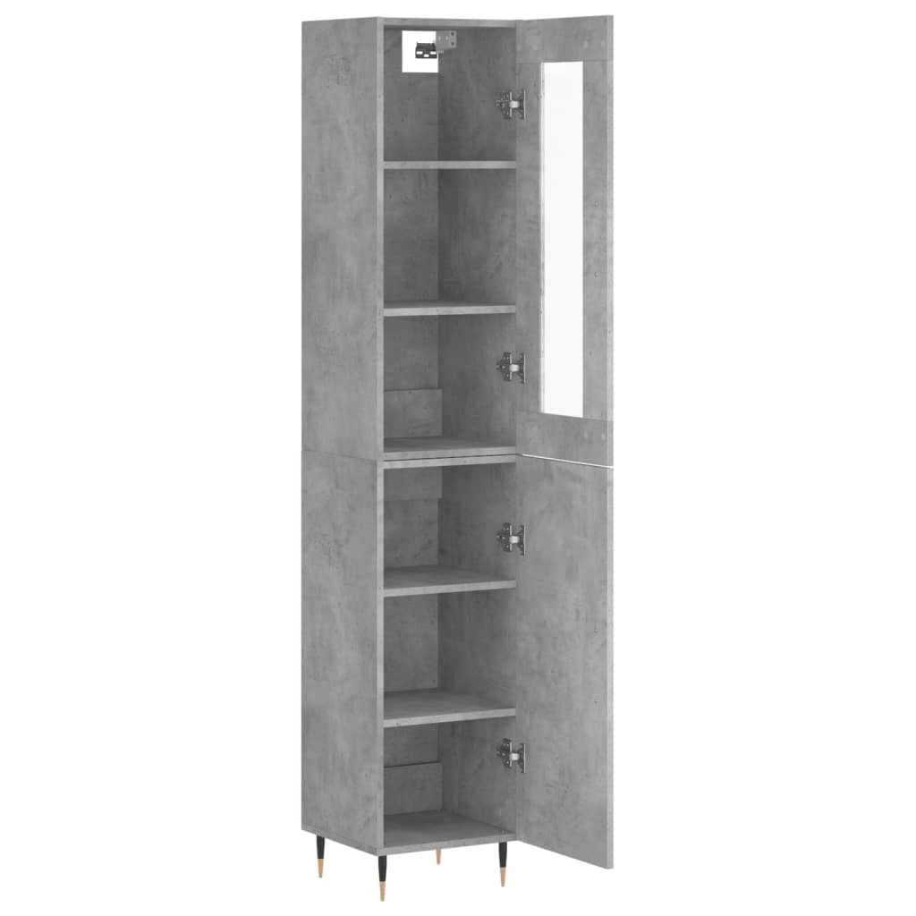 Hoge kast 34,5x34x180 cm bewerkt hout betongrijs - AllerleiShop