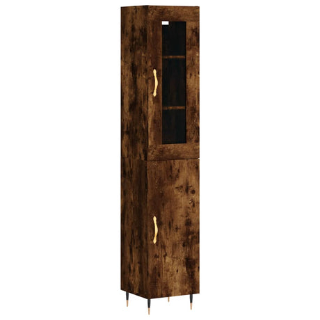 Hoge kast 34,5x34x180 cm bewerkt hout gerookt eikenkleurig - AllerleiShop