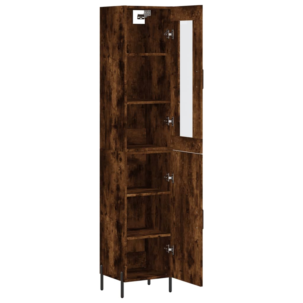 Hoge kast 34,5x34x180 cm bewerkt hout gerookt eikenkleurig - AllerleiShop