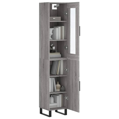 Hoge kast 34,5x34x180 cm bewerkt hout grijs sonoma eikenkleurig - AllerleiShop