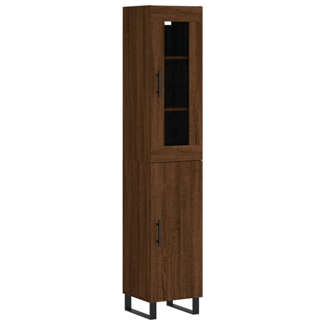 Hoge kast 34,5x34x180 cm bewerkt hout bruin eikenkleur - AllerleiShop