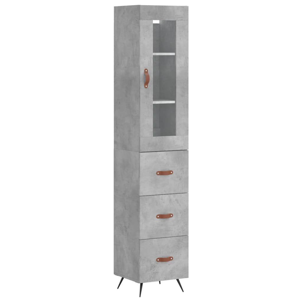 Hoge kast 34,5x34x180 cm bewerkt hout betongrijs - AllerleiShop