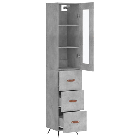 Hoge kast 34,5x34x180 cm bewerkt hout betongrijs - AllerleiShop