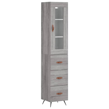 Hoge kast 34,5x34x180 cm bewerkt hout grijs sonoma eikenkleurig - AllerleiShop