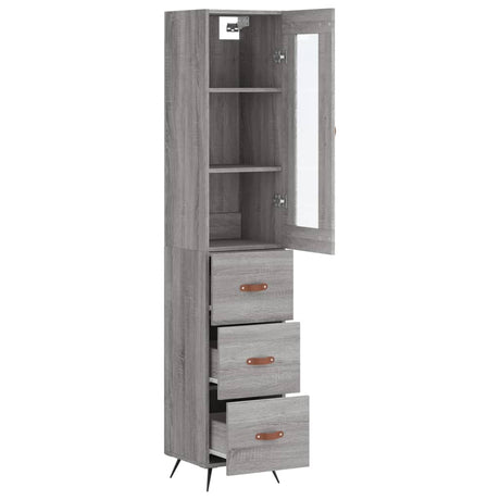 Hoge kast 34,5x34x180 cm bewerkt hout grijs sonoma eikenkleurig - AllerleiShop