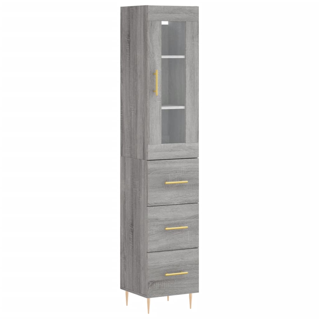 Hoge kast 34,5x34x180 cm bewerkt hout grijs sonoma eikenkleurig - AllerleiShop