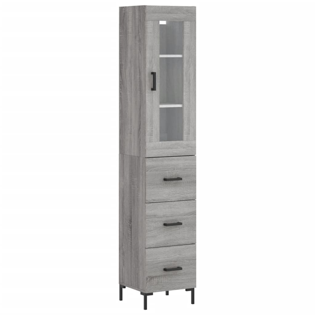 Hoge kast 34,5x34x180 cm bewerkt hout grijs sonoma eikenkleurig - AllerleiShop