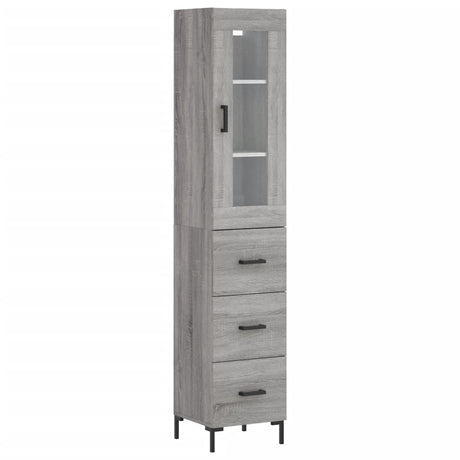 Hoge kast 34,5x34x180 cm bewerkt hout grijs sonoma eikenkleurig - AllerleiShop