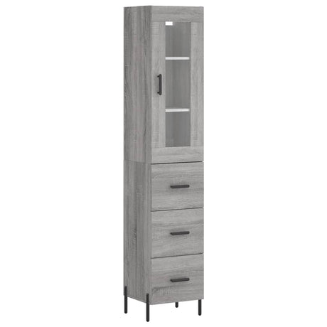 Hoge kast 34,5x34x180 cm bewerkt hout grijs sonoma eikenkleurig - AllerleiShop