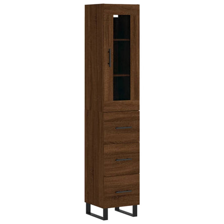 Hoge kast 34,5x34x180 cm bewerkt hout bruin eikenkleur - AllerleiShop