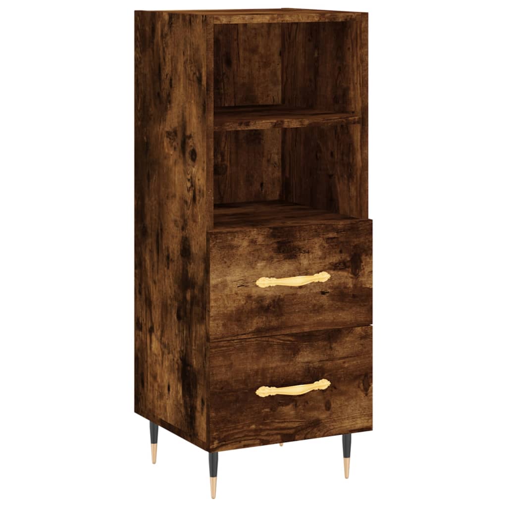 Hoge kast 34,5x34x180 cm bewerkt hout gerookt eikenkleurig - AllerleiShop