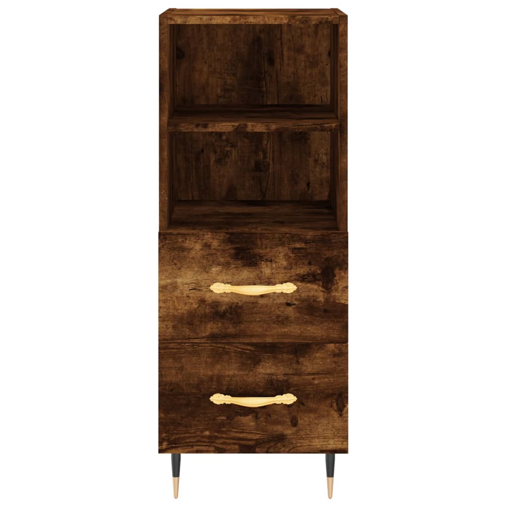 Hoge kast 34,5x34x180 cm bewerkt hout gerookt eikenkleurig - AllerleiShop