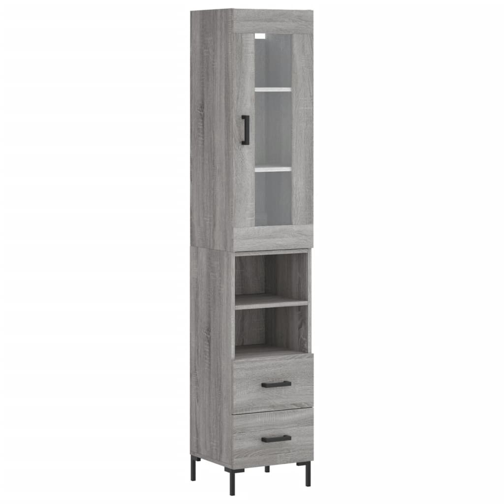 Hoge kast 34,5x34x180 cm bewerkt hout grijs sonoma eikenkleurig - AllerleiShop