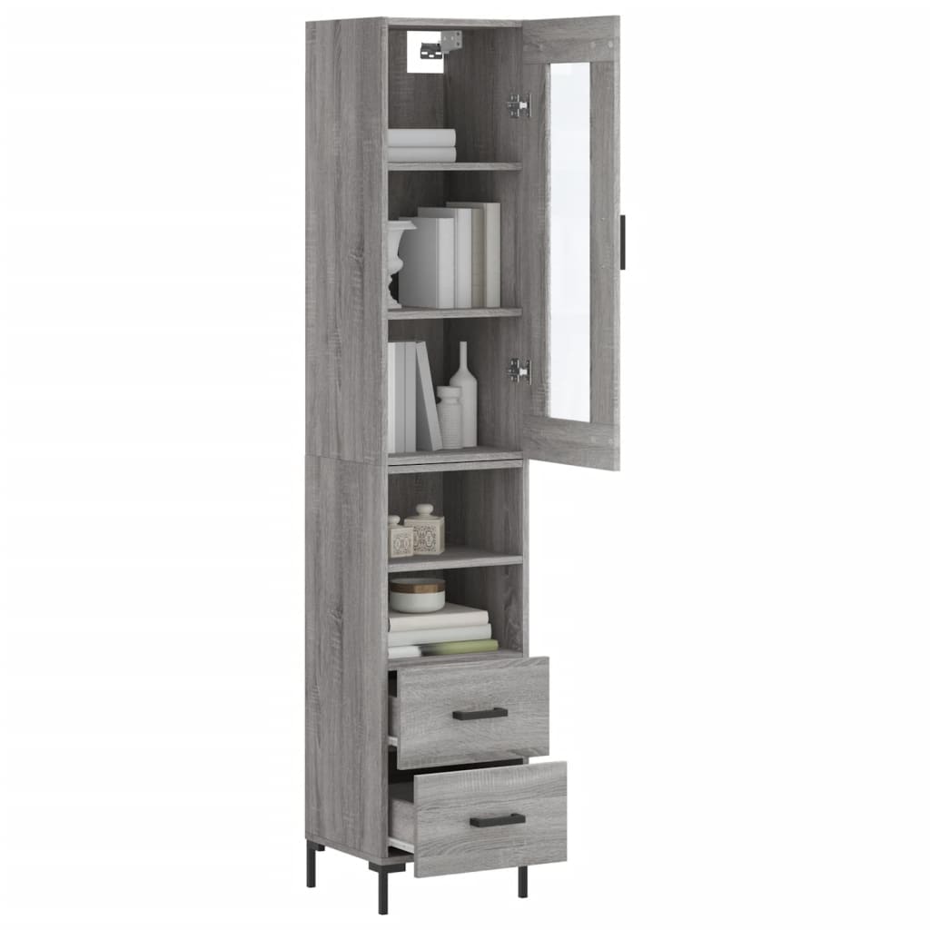 Hoge kast 34,5x34x180 cm bewerkt hout grijs sonoma eikenkleurig - AllerleiShop