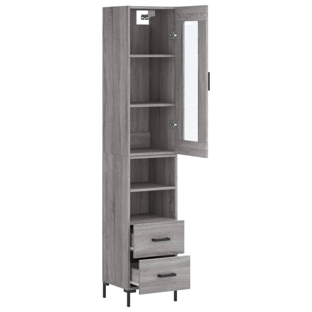 Hoge kast 34,5x34x180 cm bewerkt hout grijs sonoma eikenkleurig - AllerleiShop