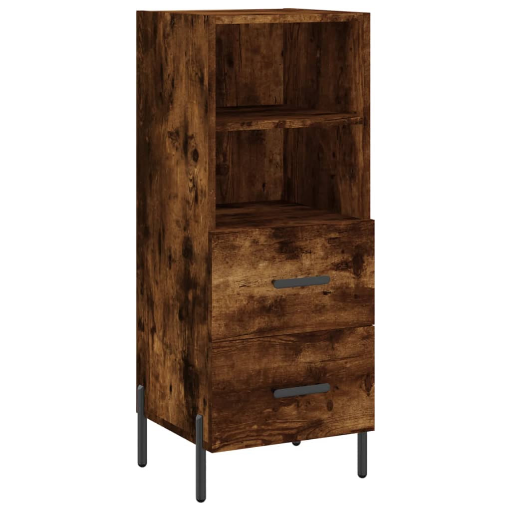 Hoge kast 34,5x34x180 cm bewerkt hout gerookt eikenkleurig - AllerleiShop