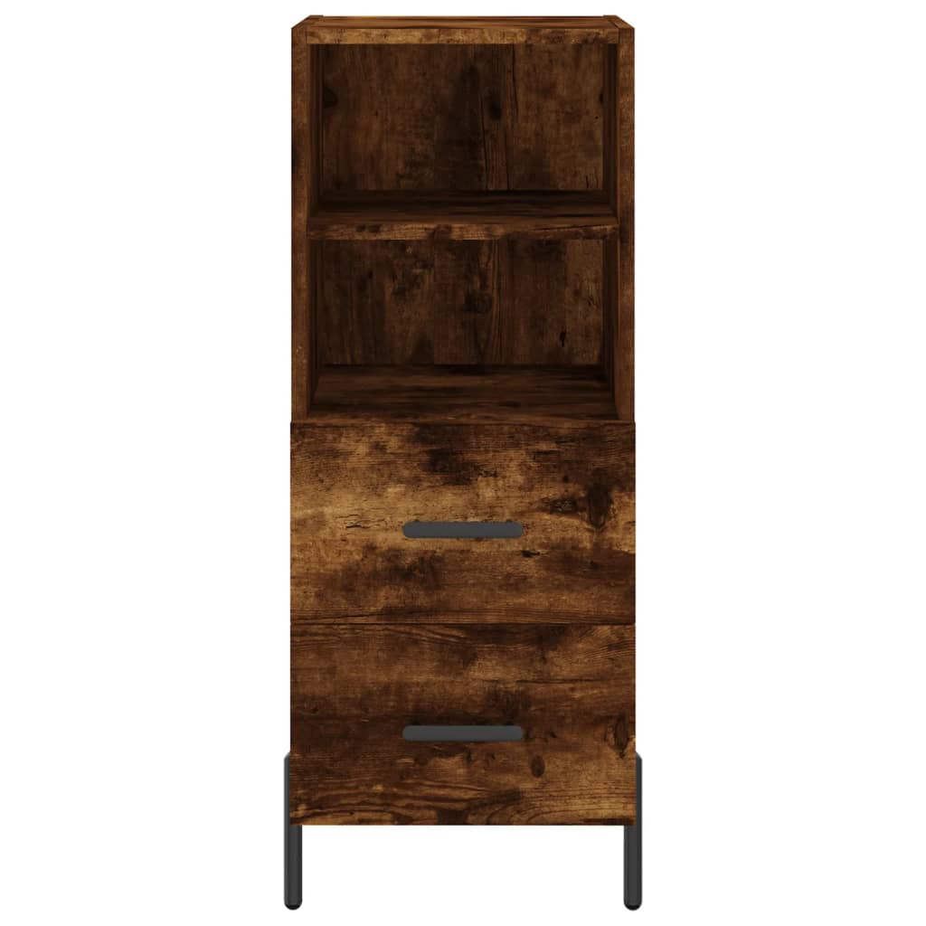 Hoge kast 34,5x34x180 cm bewerkt hout gerookt eikenkleurig - AllerleiShop