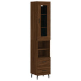 Hoge kast 34,5x34x180 cm bewerkt hout bruin eikenkleur - AllerleiShop