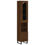 Hoge kast 34,5x34x180 cm bewerkt hout bruin eikenkleur - AllerleiShop